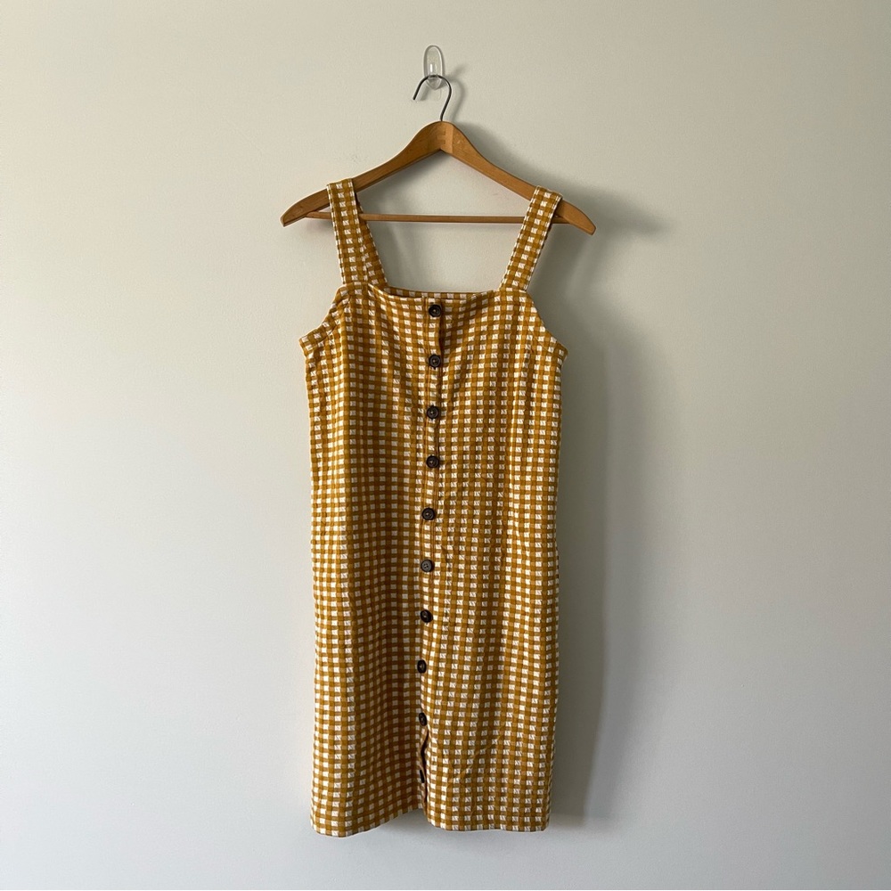 Madewell Jacquard Button-Front Mini Dress in Gingham Check Size XS - Picture 2 of 8